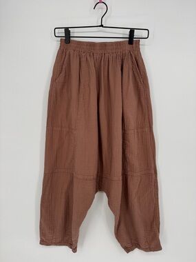 Atelier Delphine Kiko Crinkled Cotton Gauze Pant Brown Small Sustainable